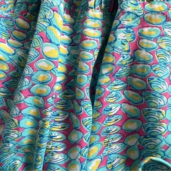 Lilly Pulitzer Kalen Clam Patterned Blue & Pink Ruffle Dress - Picture 8 of 10